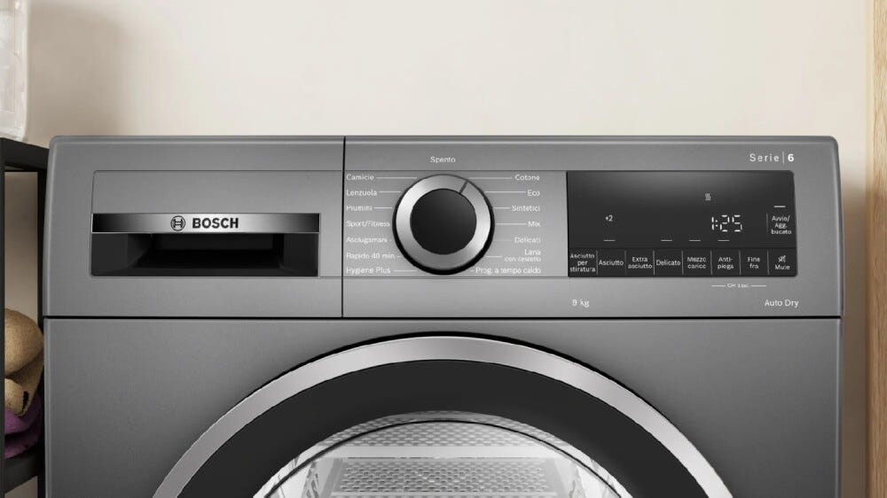 Bosch WQG243DRII Serie 6 Asciugatrice libera installazione a pompa di calore 9 kg, Home Connect, Super40, antracite