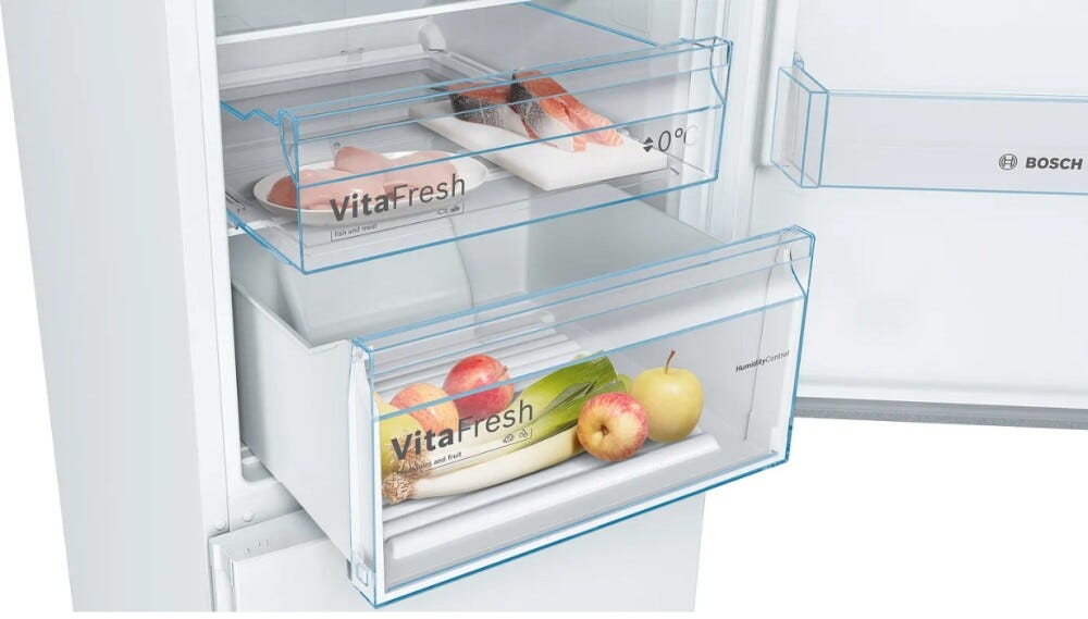 Bosch KGN39VWEB Serie 4 Frigorifero combinato con congelatore, capacità 368 L, classe E, bianco.