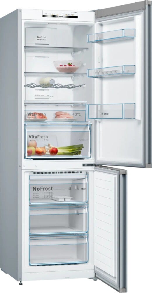 Bosch KGN36VIDB Serie del prodotto Frigorifero combinato con congelatore, capacità 326L, classe energetica D, acciaio inossidabile.