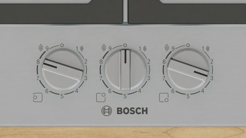 Bosch PCC6A5I90 Serie 6 Piano cottura a gas 60 cm, 3 fuochi, acciaio inox