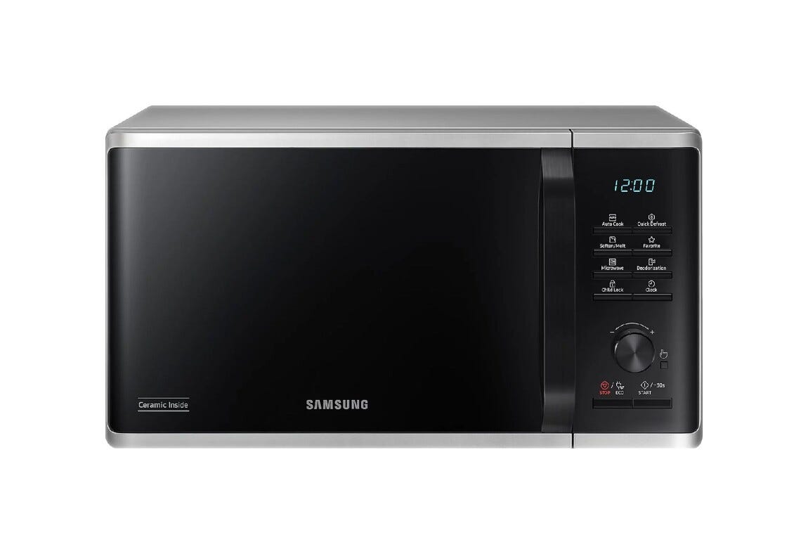 Samsung MS23K3515AS/E2 . Microonde, libera installazione, capacità 23L, potenza 800W, con funzione Quick Defrost e deodorizzazione