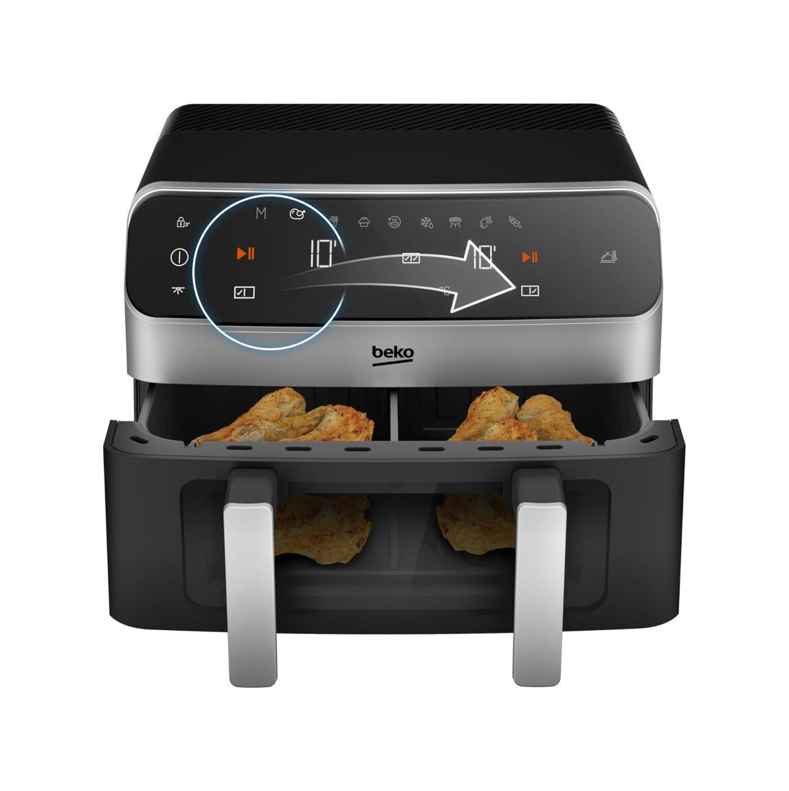 Beko FRL6488 Friggitrice ad aria doppio cestello - 9,5 lt - nero