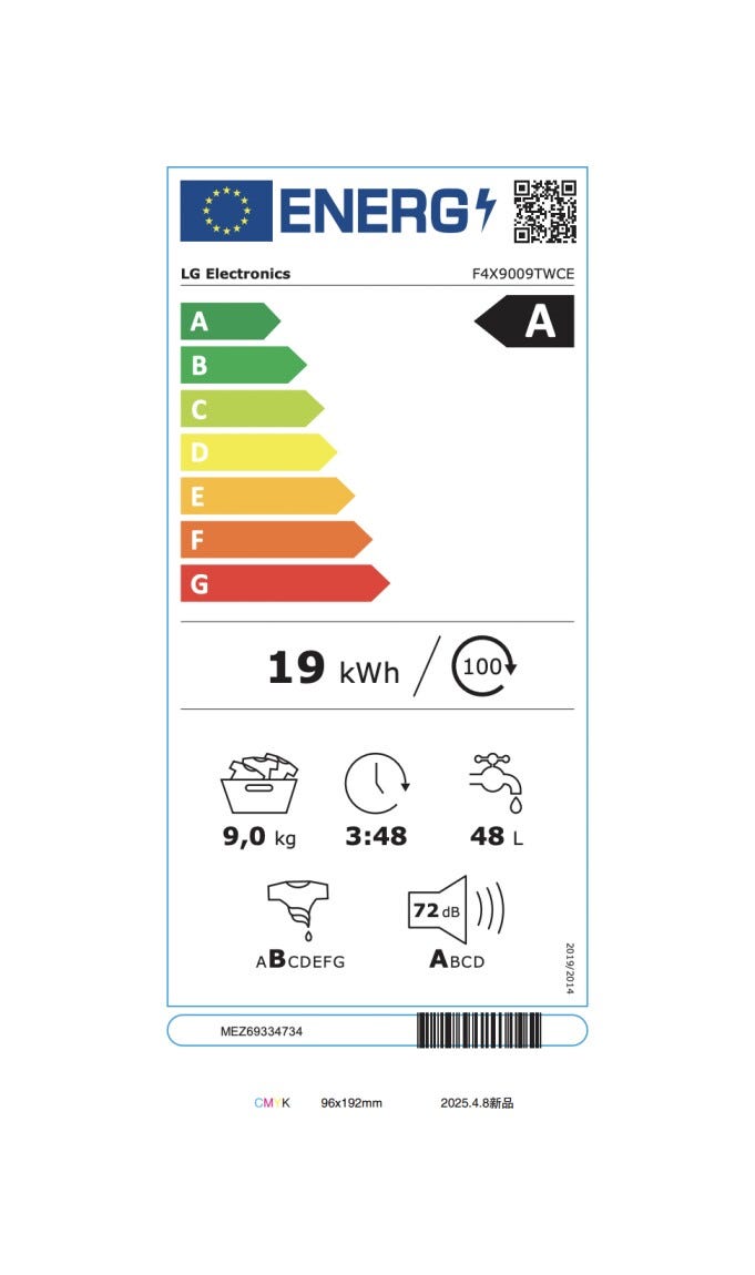 LG F4X9009TWCE Lavatrice cm. 60 - capacità 9 kg - bianco