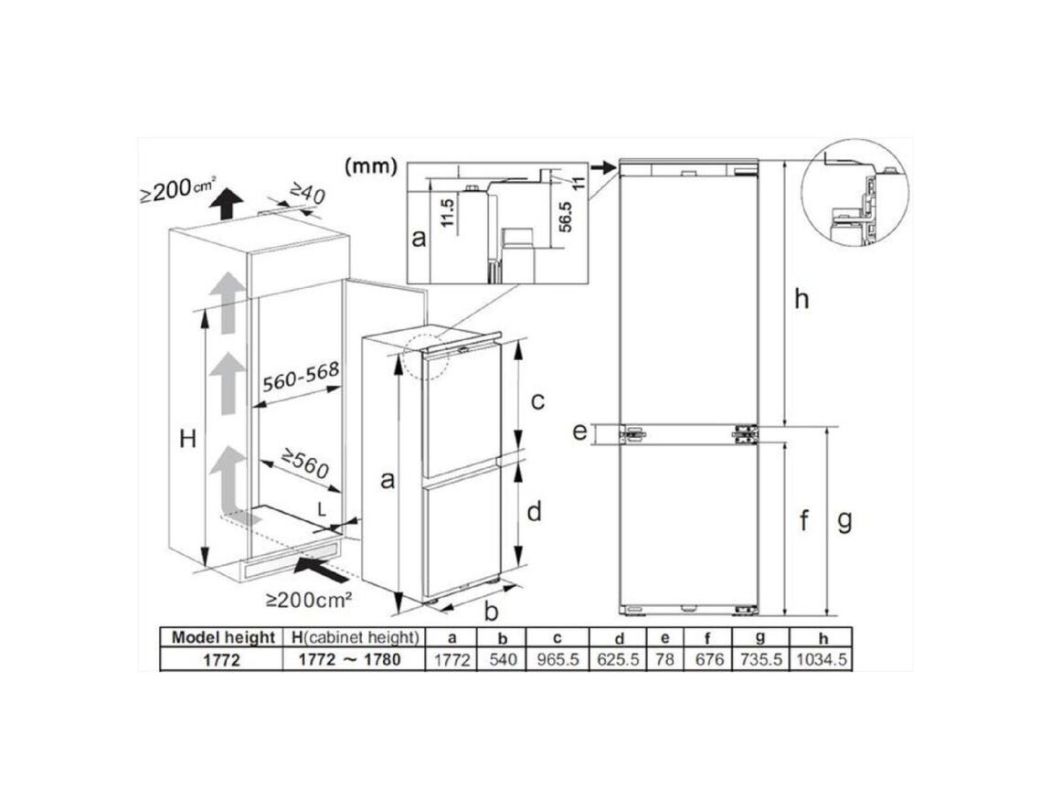 Hisense HBI54250E Frigorifero con congelatore da incasso cm. 54 h. 177 - lt. 252