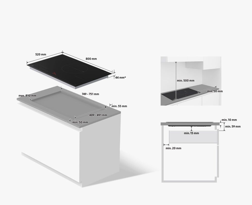 Samsung NZ85C5047FK/U1 Slim Fit Piano cottura a induzione cm 80 - vetro nero