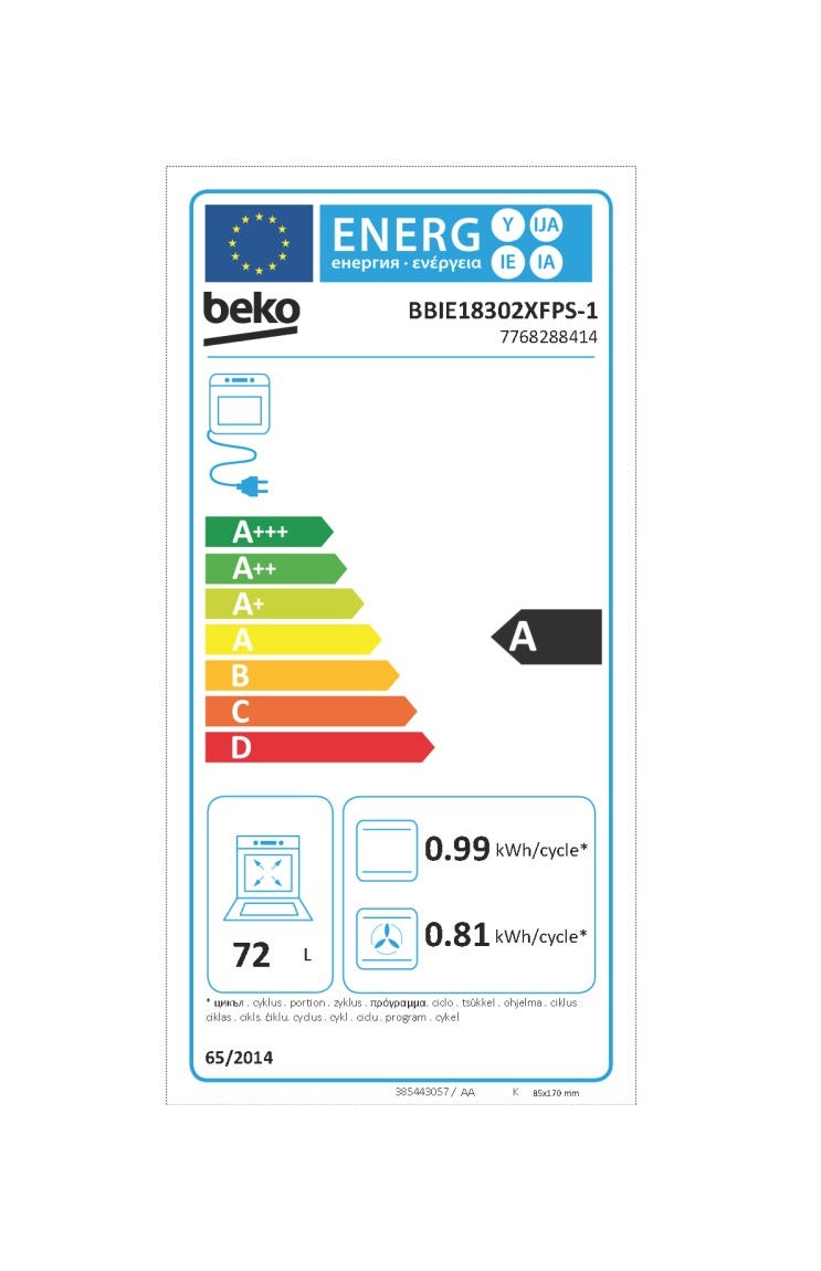 Beko BBIE18302XFPS-1 bPRO 500 Forno elettrico pirolitico cm. 59 - inox