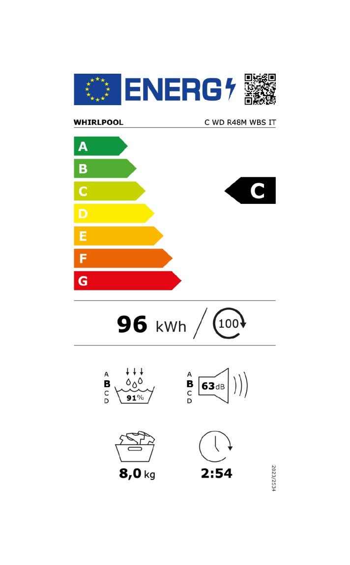 Whirlpool C WD R48M WBS IT Asciugatrice cm. 60 - capacità 8 kg - bianco