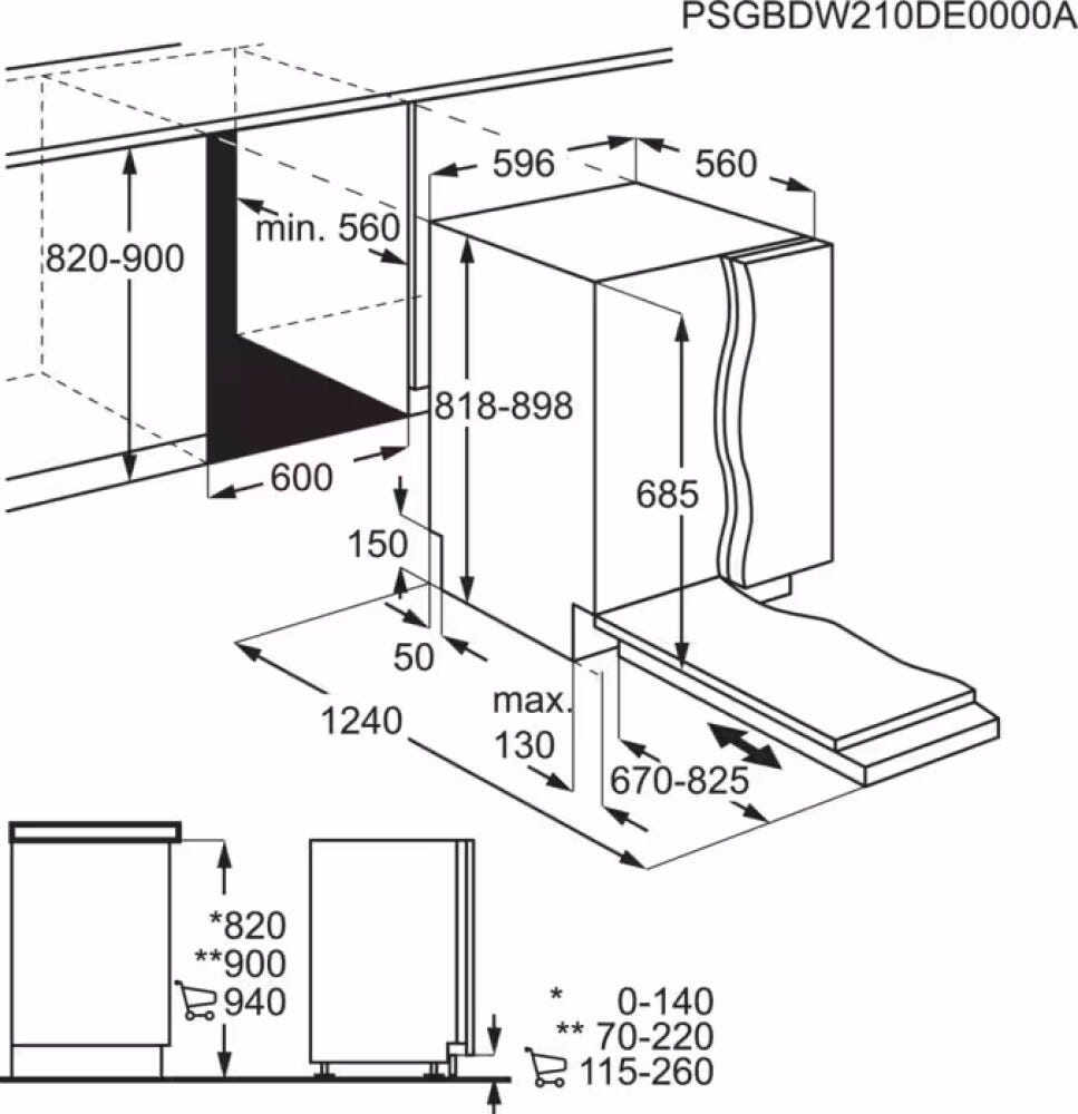 Electrolux EES68525L Serie 600 SatelliteClean® Lavastoviglie integrata totale cm. 60 - 14 coperti
