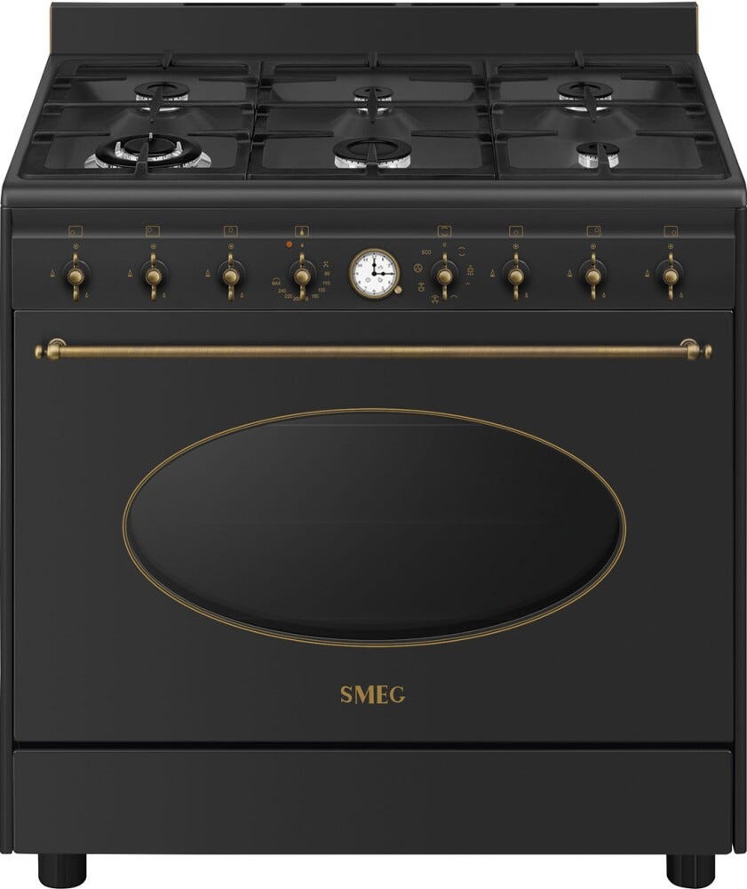 Smeg CO90GMAN2 Coloniale Cucina da accosto cm. 90x60 - 6 fuochi a gas + 1 forno elettrico - antracite