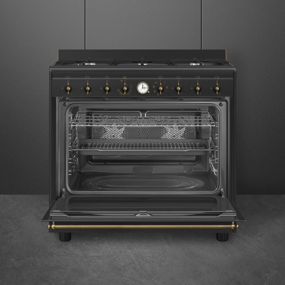 Smeg CO90GMAN2 Coloniale Cucina da accosto cm. 90x60 - 6 fuochi a gas + 1 forno elettrico - antracite