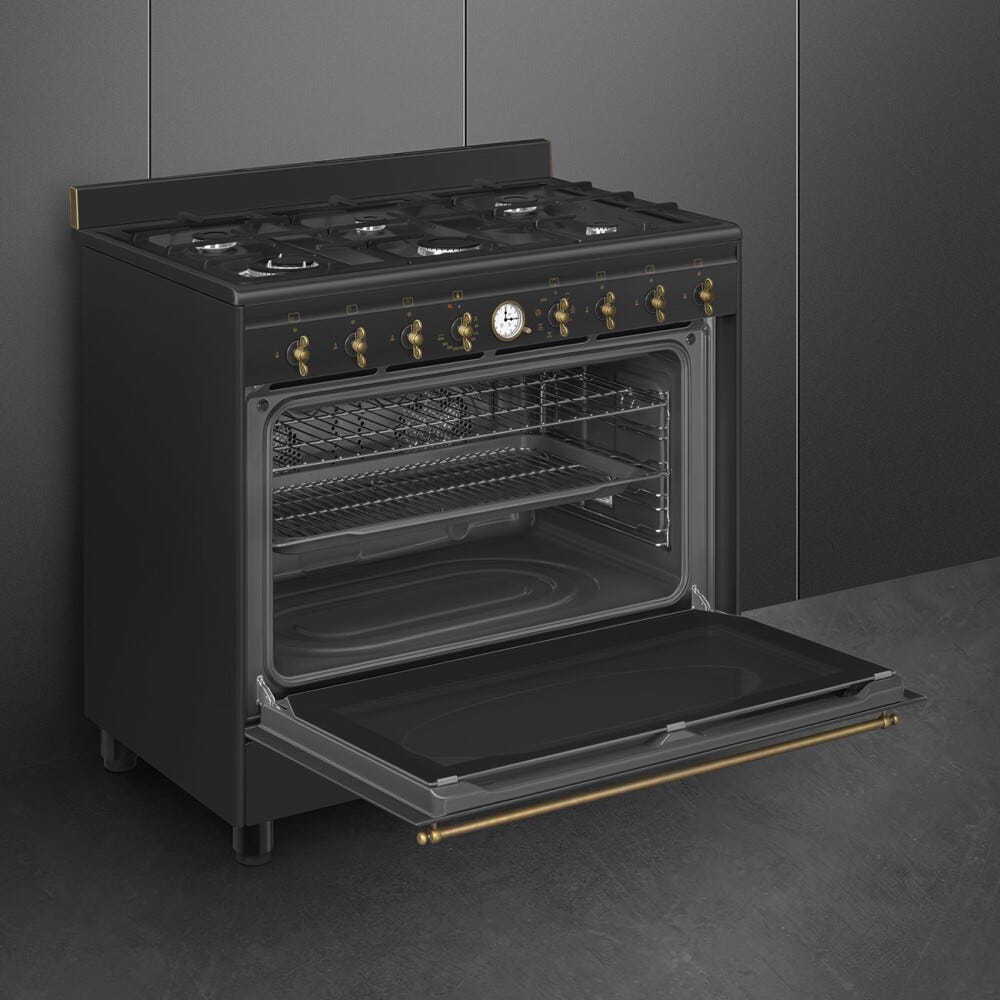 Smeg CO90GMAN2 Coloniale Cucina da accosto cm. 90x60 - 6 fuochi a gas + 1 forno elettrico - antracite