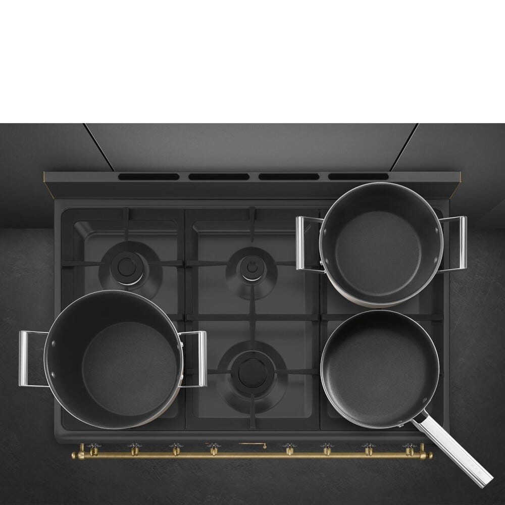Smeg CO90GMAN2 Coloniale Cucina da accosto cm. 90x60 - 6 fuochi a gas + 1 forno elettrico - antracite