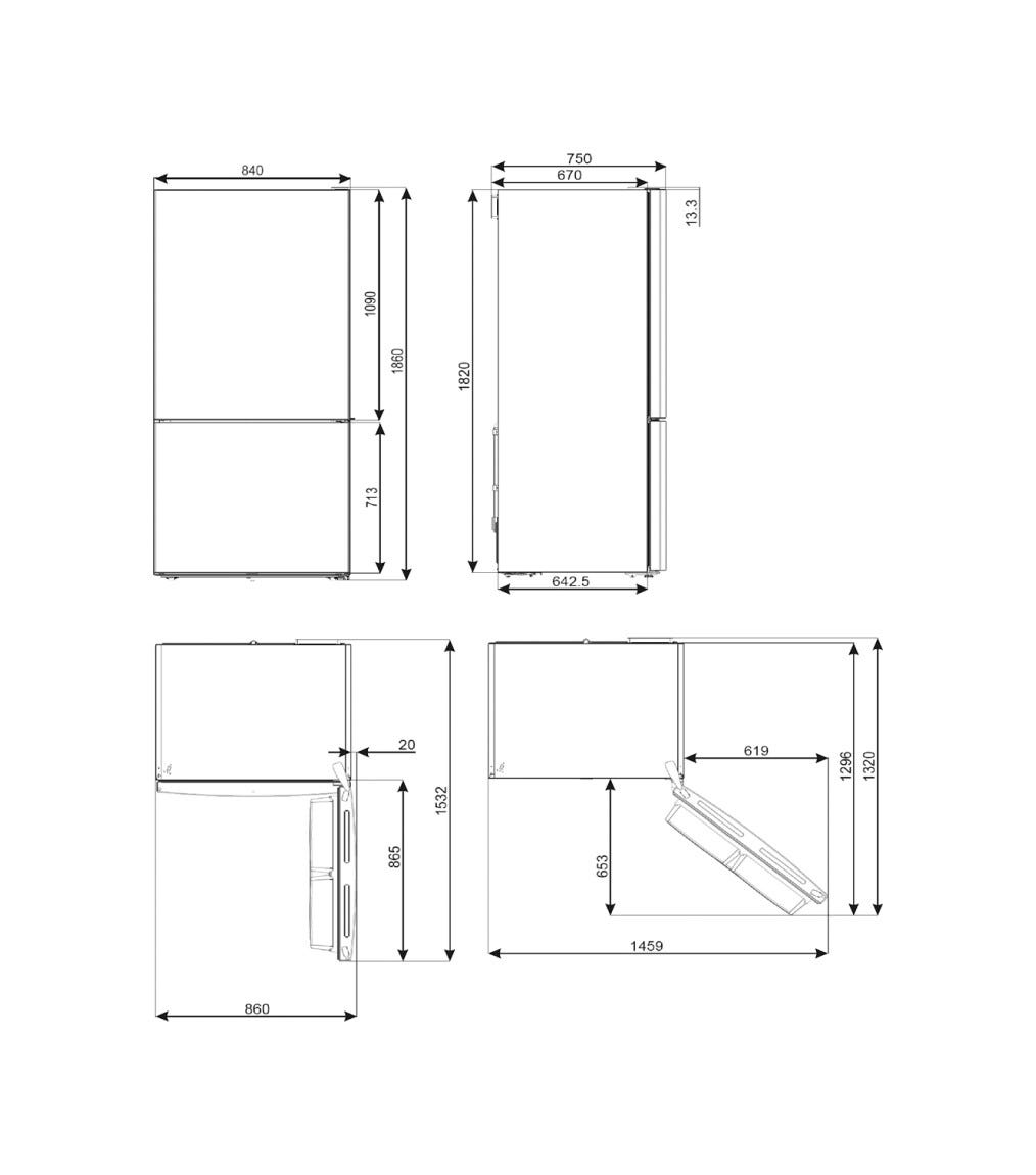 Smeg FC84EN4HX1 Universale frigorifero con congelatore a libera installazione cm. 84 h. 186 - lt. 588 - inox antimpronta