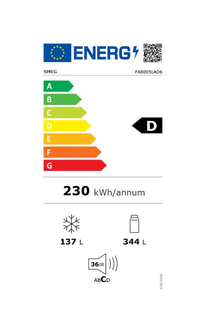 Smeg FA8005LAO6 Coloniale Frigorifero con congelatore a libera installazione cm. 71 h. 196 - lt. 481 - antracite - cerniere sinistra
