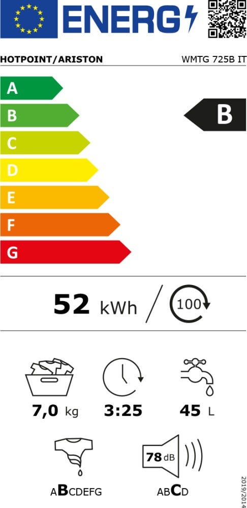 Hotpoint Ariston WMTG 725B IT Lavatrice a carica dall'alto cm. 60 - capacità 7 kg - bianco
