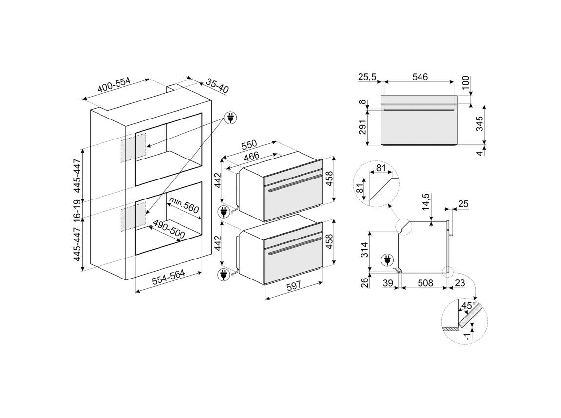 Smeg SO4106WAPB3 Linea Omnichef Forno combinato a microonde e vapore cm. 60 h. 46 - glossy black