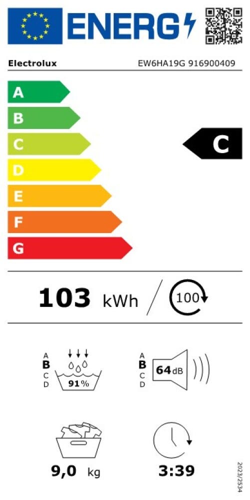 Electrolux EW6HA19G Serie 600 GentleCare Asciugatrice cm. 60 - capacità 9 kg - bianco