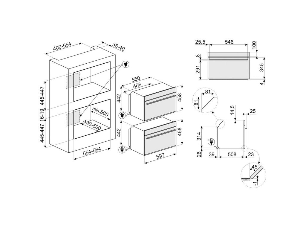 Smeg SO4106WAPG Linea Omnichef Forno combinato a microonde e vapore cm. 60 h. 46 - Neptune Grey