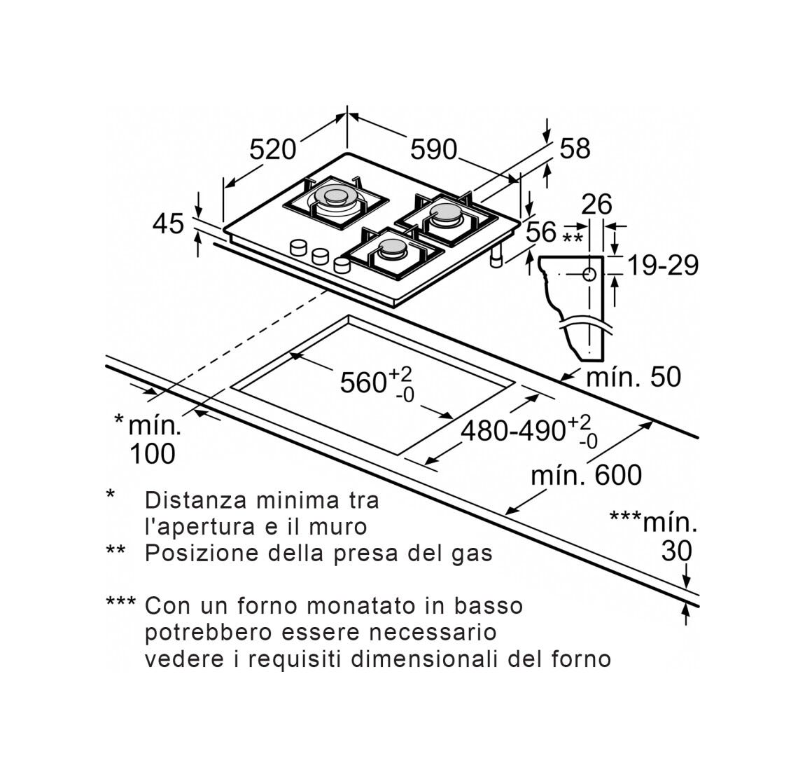 Balay 3ETG663RB Piano cottura a gas cm. 60 - vetro nero