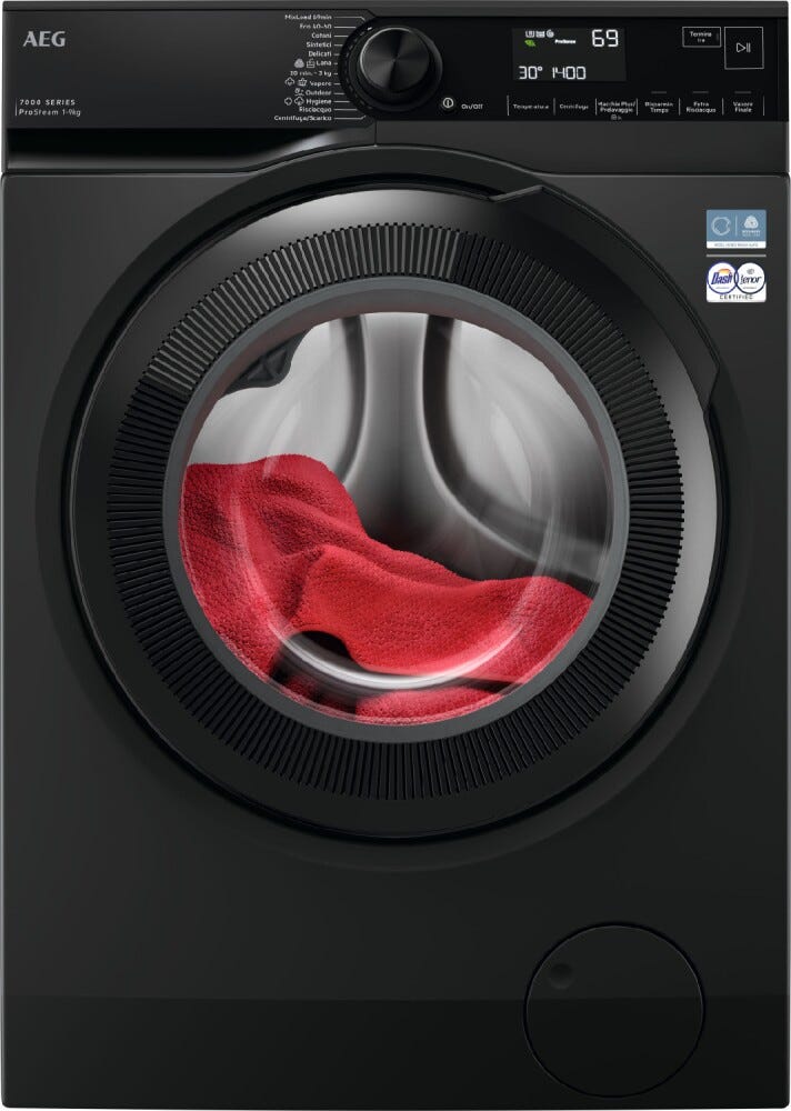 AEG LR7FH94DG . Lavatrice a carica frontale, 9 kg, con tecnologia ProSteam®, nero