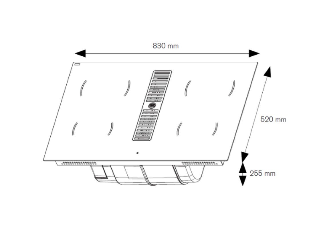 Bertazzoni P804ICH30NP Modern Piano cottura induzione cm. 83 con cappa integrata da 625 m3/h - vetro nero