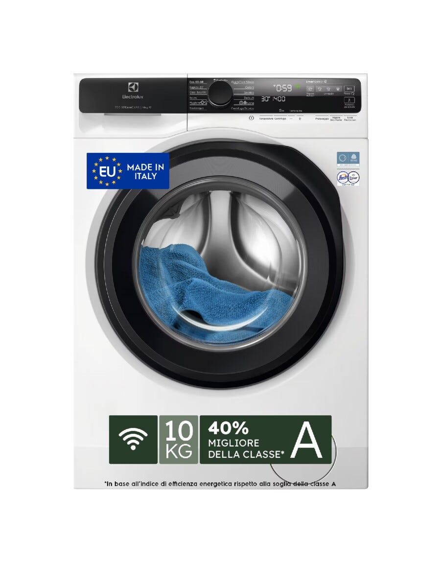 Electrolux EW7F510Y serie 700 SteamCare Lavatrice cm. 60 - capacità 10 kg - bianco