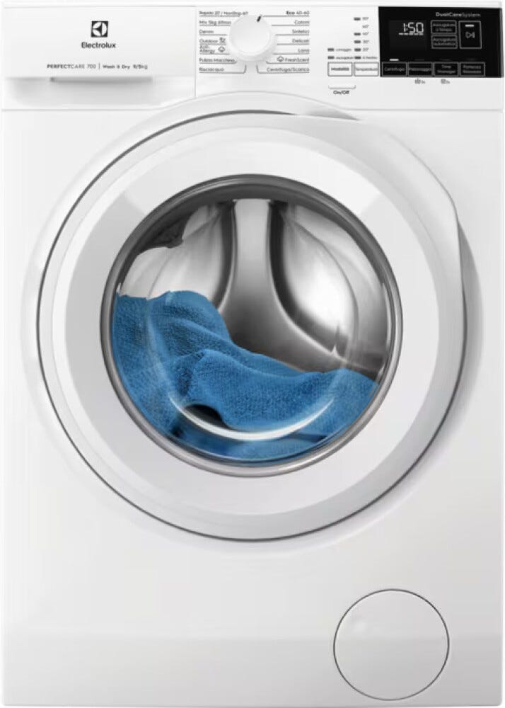Electrolux EW7W295W serie 700 DualCare Lavasciuga cm.60 - lavaggio 9kg - asciugatura 5kg - bianco