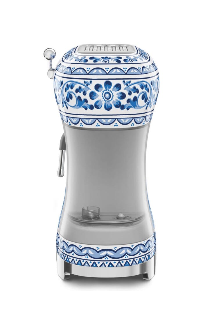 Smeg Selection ECF02DGBEU 50'S Style Blu Mediterraneo Macchina da caffè espresso manuale - decorato lucido