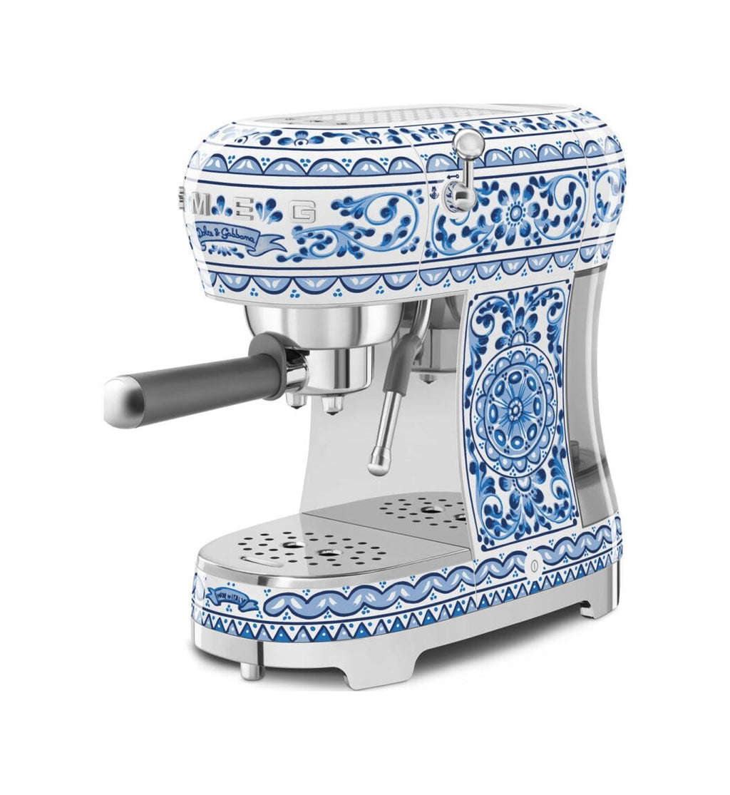 Smeg Selection ECF02DGBEU 50'S Style Blu Mediterraneo Macchina da caffè espresso manuale - decorato lucido