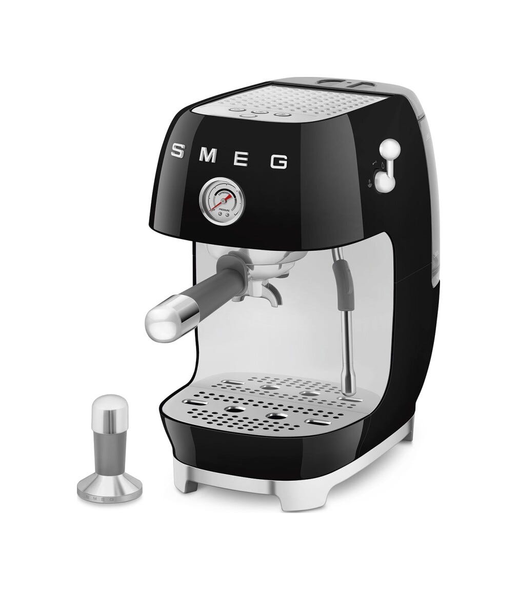 Smeg Selection ECF03BLEU 50'S Style Macchina da caffè espresso manuale con cold Brew - nero lucido