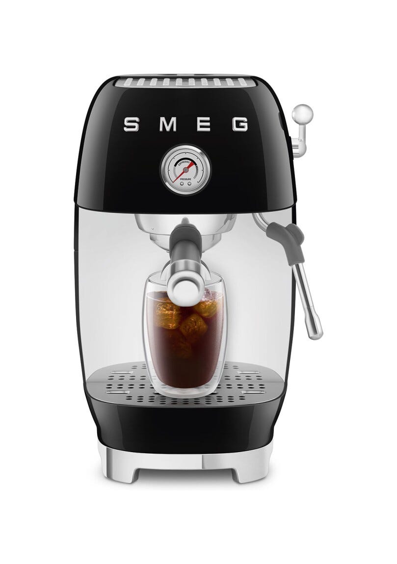 Smeg Selection ECF03BLEU 50'S Style Macchina da caffè espresso manuale con cold Brew - nero lucido