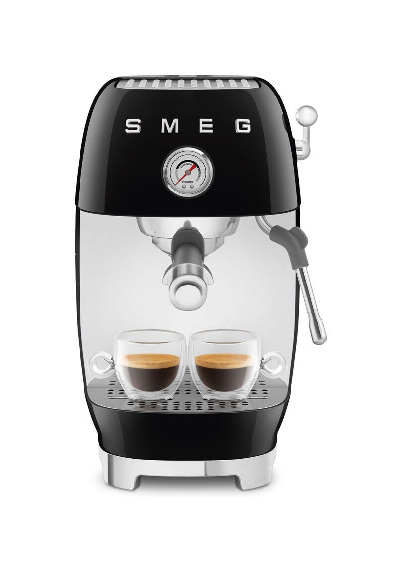 Smeg Selection ECF03BLEU 50'S Style Macchina da caffè espresso manuale con cold Brew - nero lucido