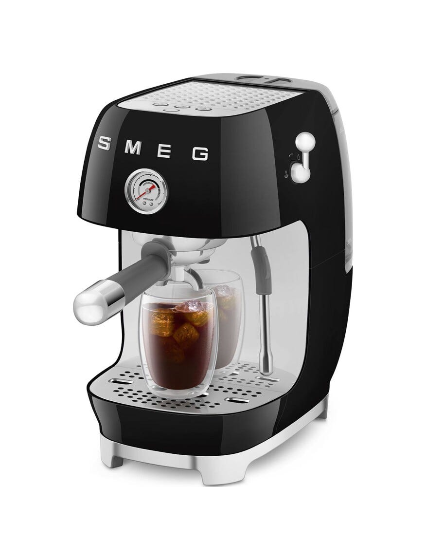 Smeg Selection ECF03BLEU 50'S Style Macchina da caffè espresso manuale con cold Brew - nero lucido