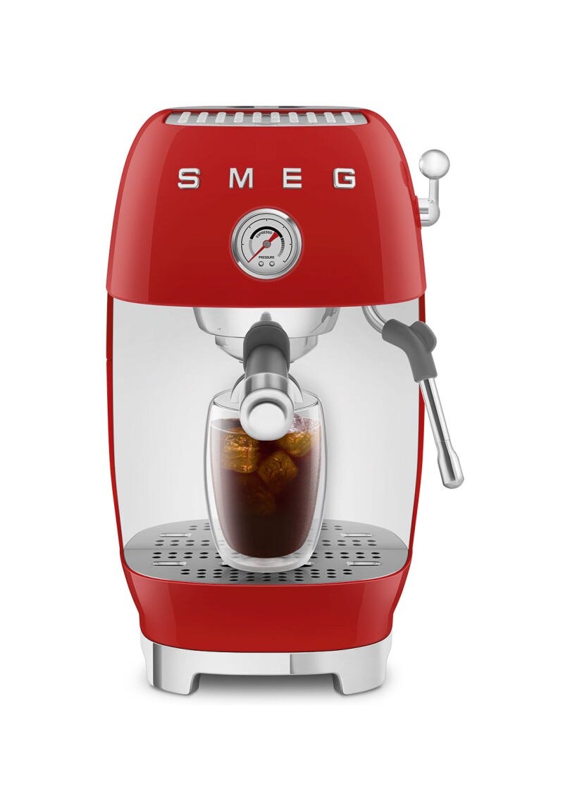 Smeg Selection ECF03RDEU 50'S Style Macchina da caffè espresso manuale con cold brew - rosso lucido
