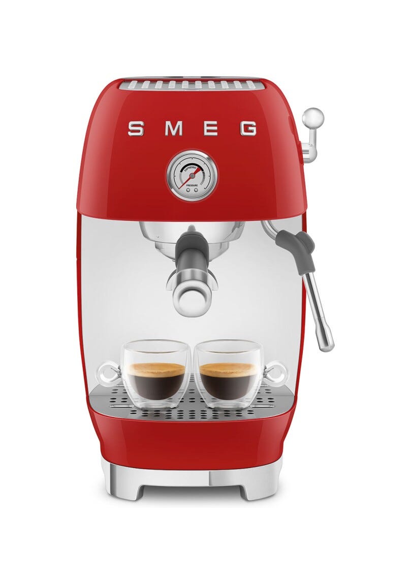 Smeg Selection ECF03RDEU 50'S Style Macchina da caffè espresso manuale con cold brew - rosso lucido