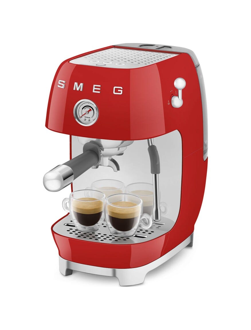 Smeg Selection ECF03RDEU 50'S Style Macchina da caffè espresso manuale con cold brew - rosso lucido