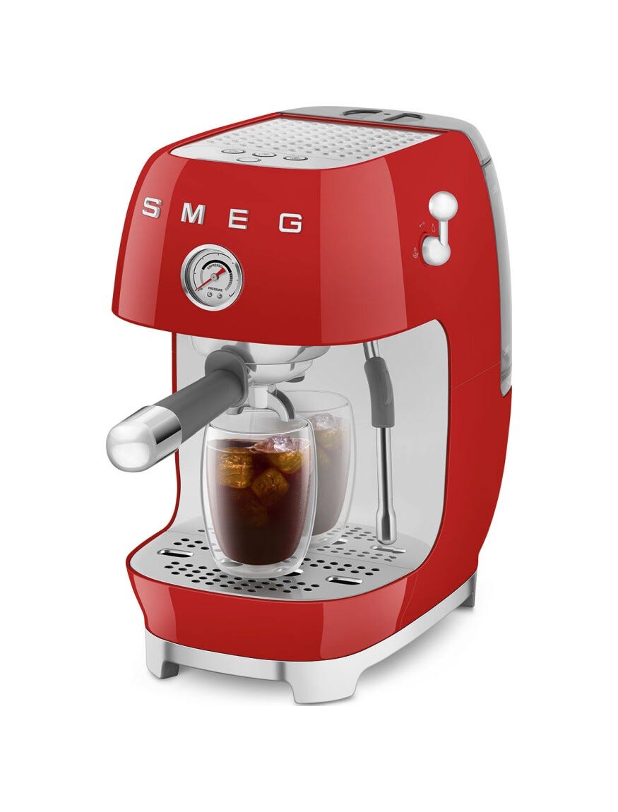 Smeg Selection ECF03RDEU 50'S Style Macchina da caffè espresso manuale con cold brew - rosso lucido