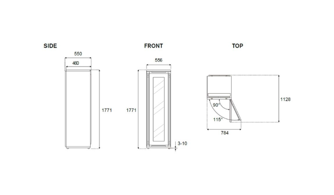 Bertazzoni RWC177B4TPNP Modern Cantina vino ad incasso cm. 56 h. 177 - 88 bottiglie - nero