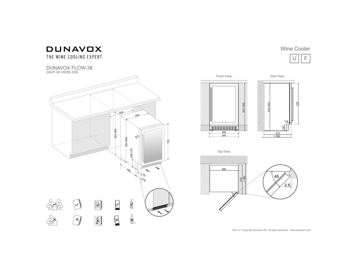 Dunavox DAUF-38.100DB Flow-38 Cantina vini cm. 50 - 38 bottiglie - nero
