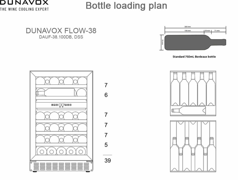 Dunavox DAUF-38.100DB Flow-38 Cantina vini cm. 50 - 38 bottiglie - nero
