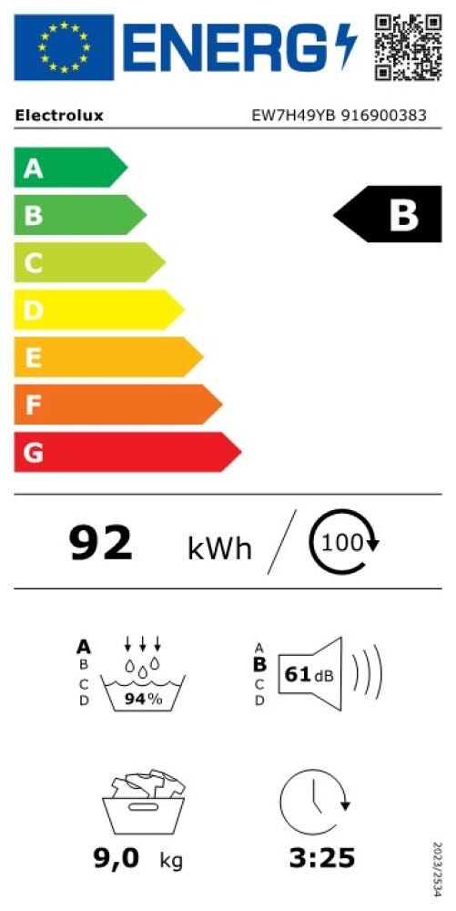 Electrolux EW7H49YB Serie 700 DelicateCare Asciugatrice cm. 60 - capacità 9 kg - bianco