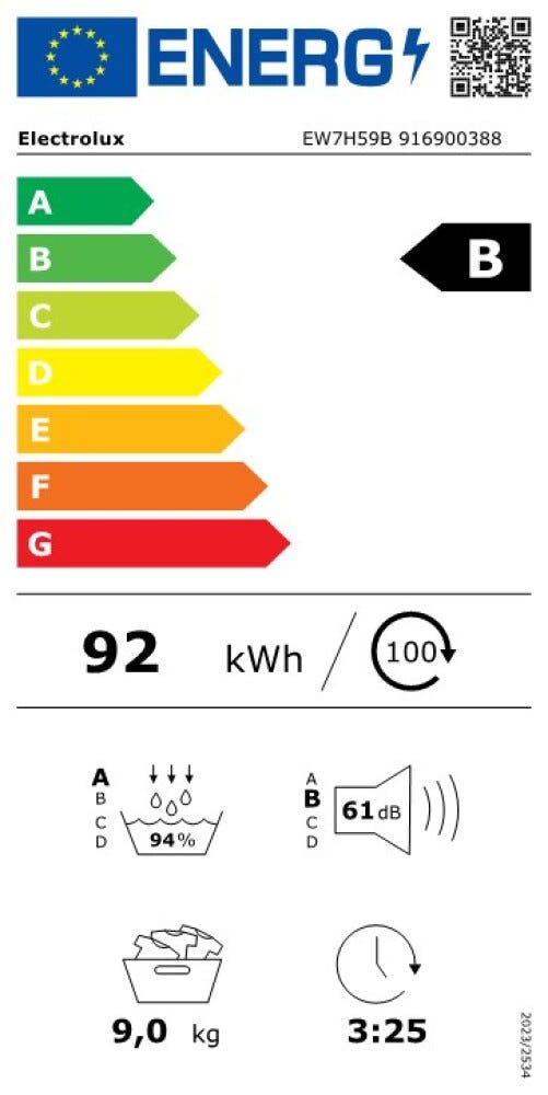 Electrolux EW7H59B Serie 700 DelicateCare Asciugatrice cm. 60 - capacità 9 kg - bianco