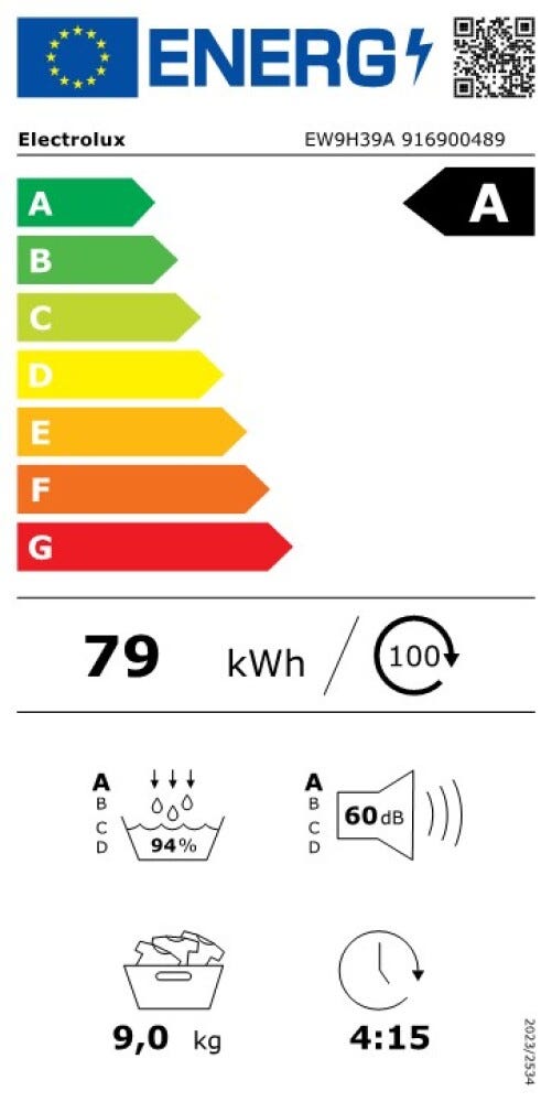 Electrolux EW9H39A Asciugatrice cm. 60 - capacità 9 kg - bianco