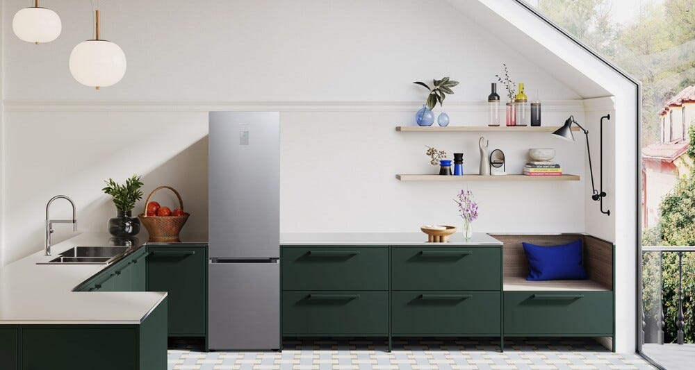 Samsung RB38C676CS9/EF EcoFlex AI Frigorifero con congelatore a libera installazione cm. 60 h. 203 - lt. 390 - metal inox