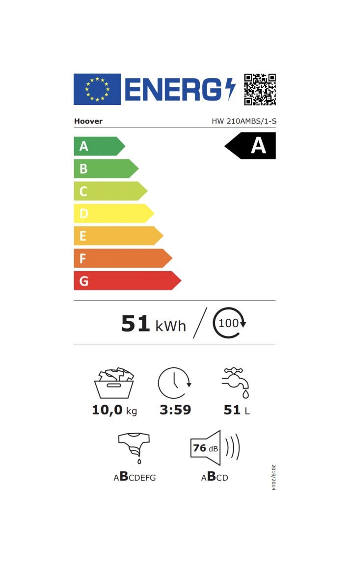 Hoover HW 210AMBS/1-S H-WASH 500 Lavatrice cm. 60 - capacità 10 kg - bianco