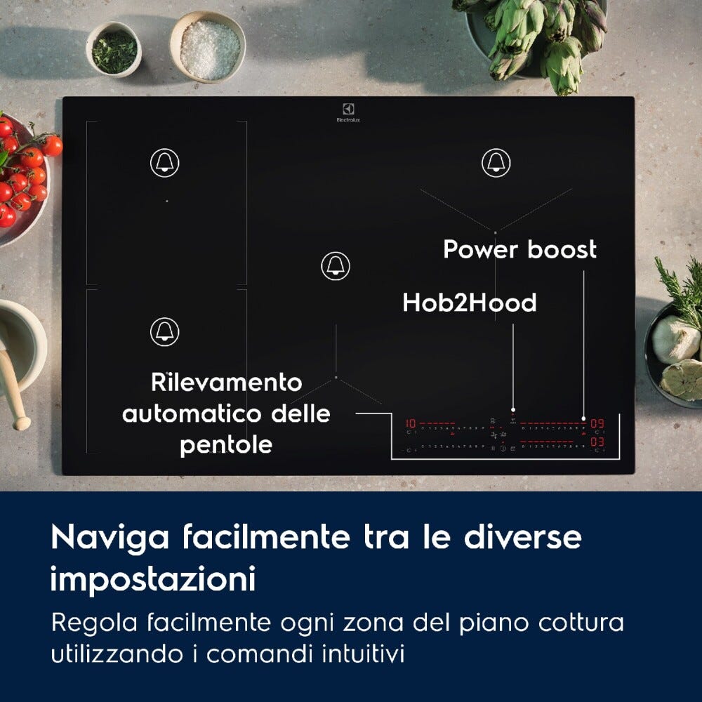 Electrolux KIS82453IZ Serie 700 SenseBoil® Piano cottura a induzione cm. 77 - vetroceramica nero