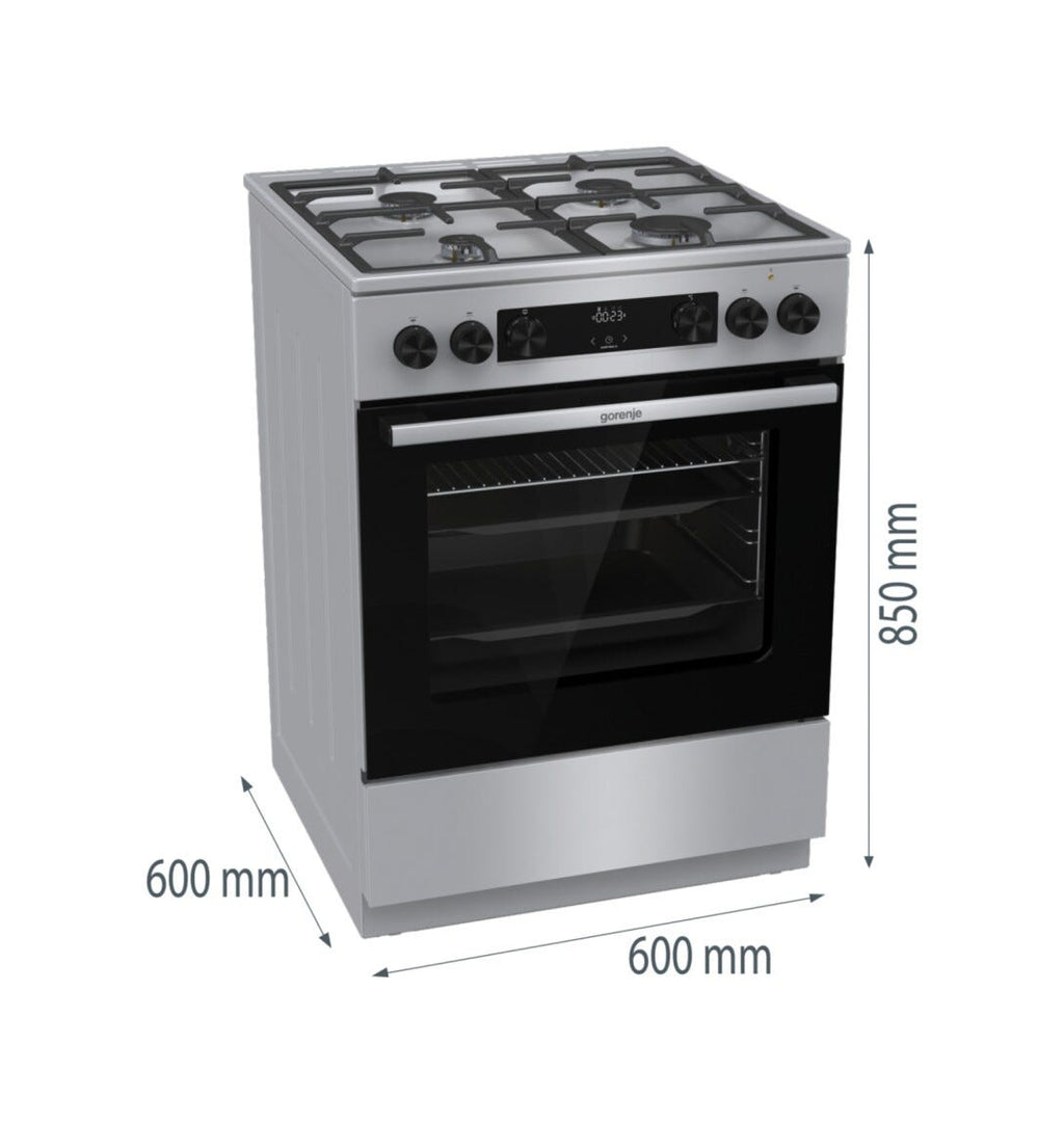 Gorenje GK6C4XF G600 Cucina da accosto cm. 60 - 4 zone a gas + 1 forno elettrico - grigio