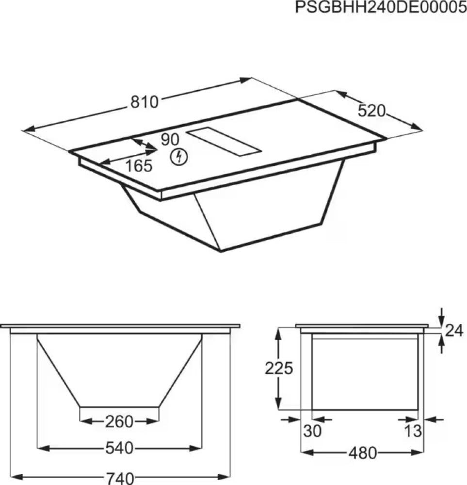 Electrolux ECC8549 900 SensePro Piano cottura induzione cm. 81 con cappa integrata da 650 m3/h - vetro nero