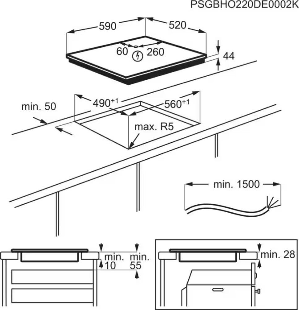 Electrolux KIV63443CT Serie 600 SaphirMatt® Piano cottura a induzione cm. 59 - vetro nero opaco