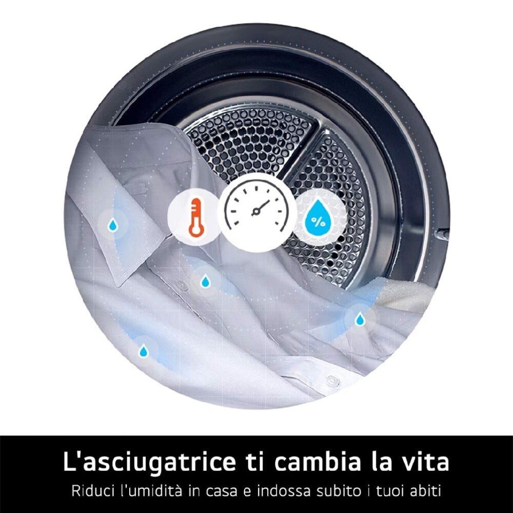 LG RNA1008NWK Serie A1 Classe D Asciugatrice cm. 60 - capacità - 8 kg - bianco